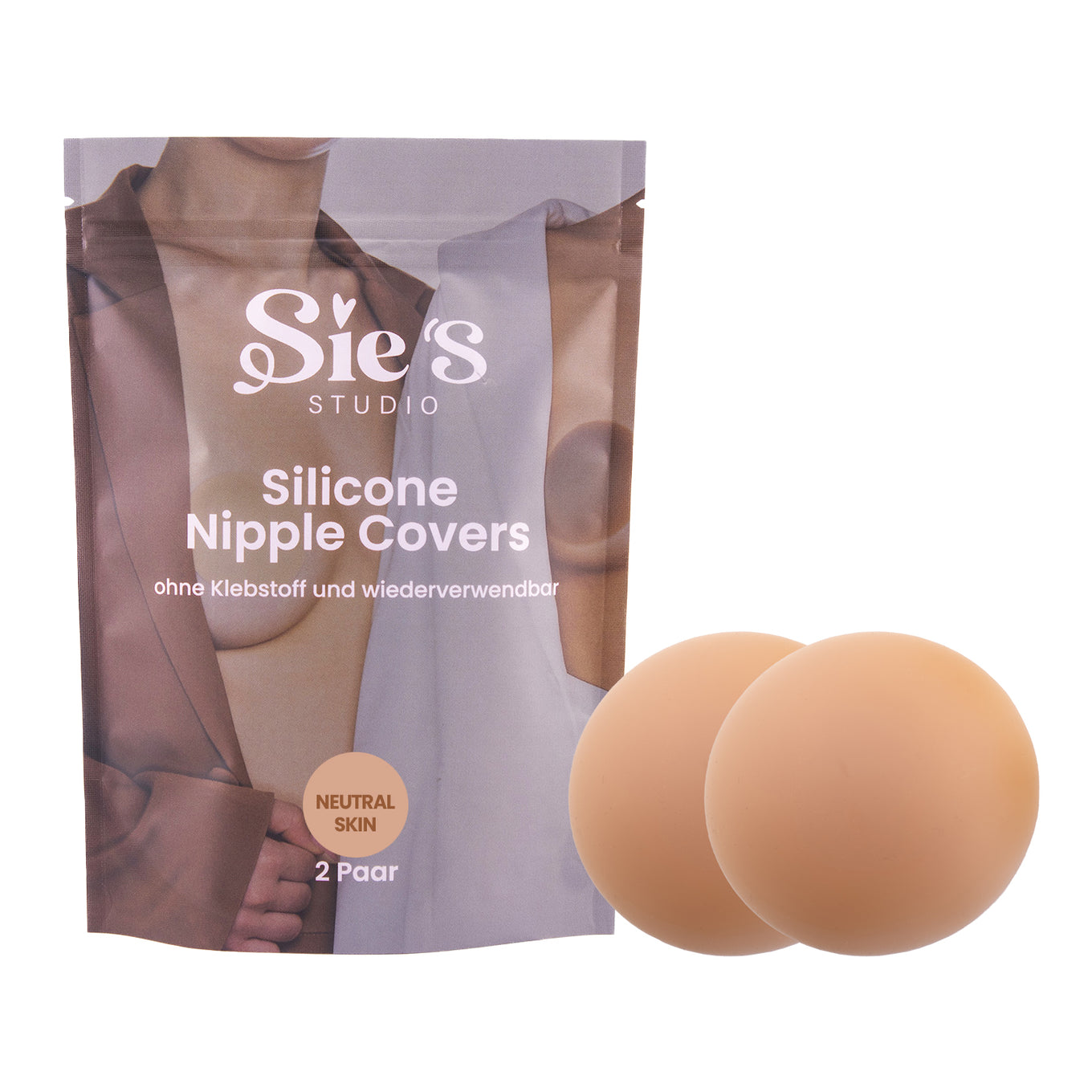 Unsichtbare Nipple Covers aus Silikon – wiederverwendbar, hautfreundlich, 2er Set, neutral skin