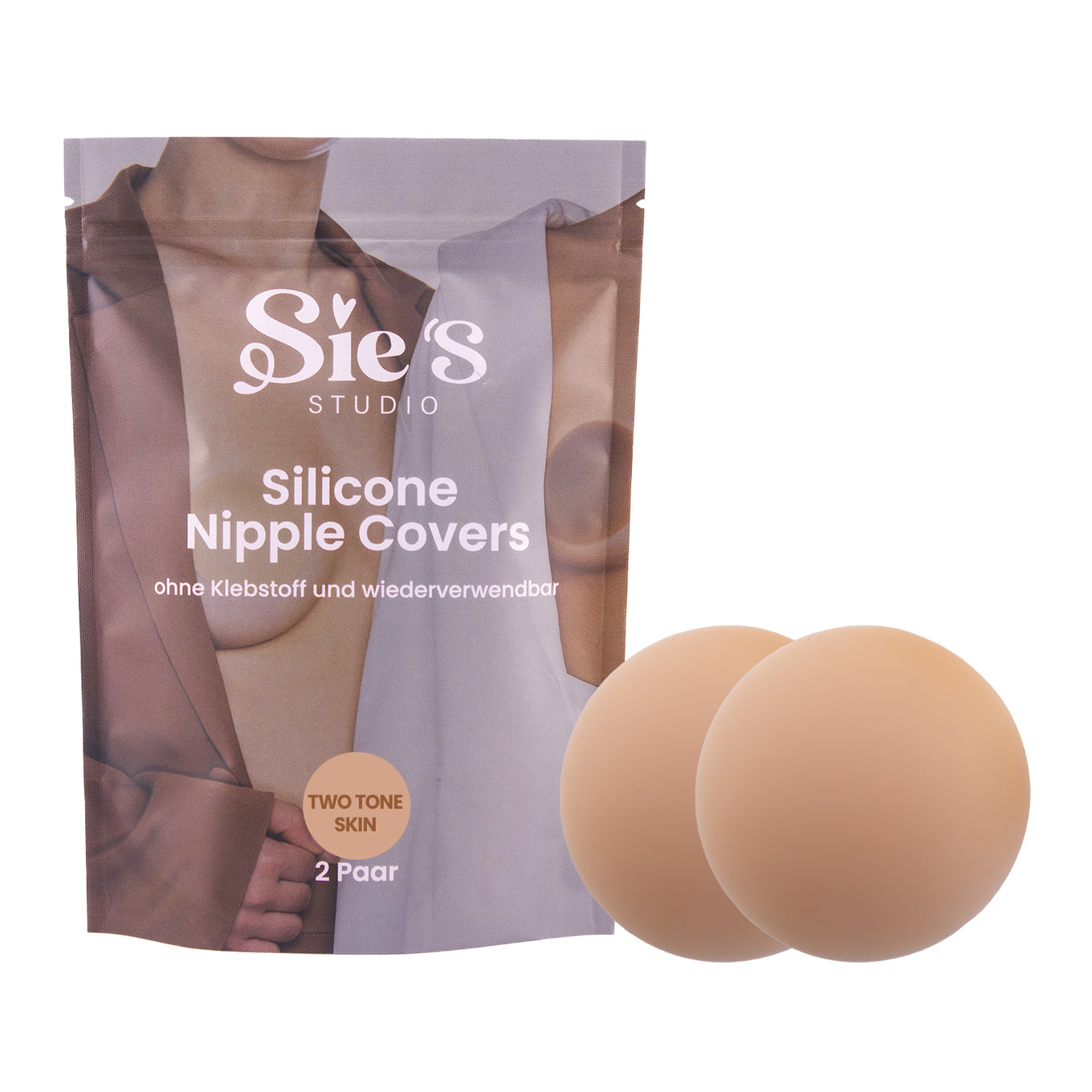 Unsichtbare Nipple Covers aus Silikon – wiederverwendbar, hautfreundlich, 2er Set, Two Tone Skin